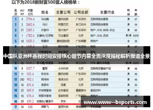 中国队亚洲杯赛程时间安排核心细节内幕全面深度揭秘解析报道全景