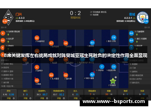 B席关键发挥左右战局成就对阵曼城亚冠生死胜负的决定性作用全面显现